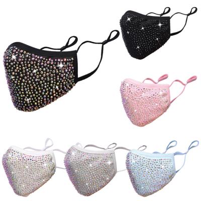 China Character Beauty Female Girls Bling Cotton The New Face Mask The Shining Rhinestone Diamond Covering Face Mask Fancy Decoration for sale