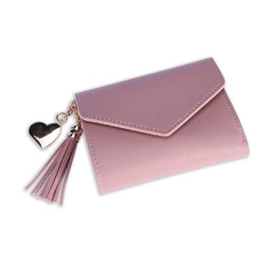 China Women Short Three Fold Wallet PU Leather Waterproof Wallet Purse Card Holder Small for sale