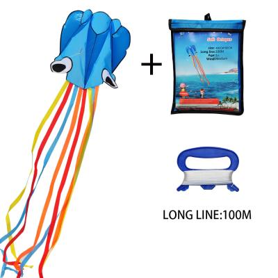 China Blue color entertainment easy flying rainbow single line tails 3d 4m octopus animal kites for kids for sale