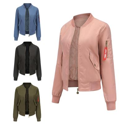 China Quoita de mujer Spring Autumn Pilot Jacket Waterproof Coat viable solid color long sleeved thick women's baseball padded jacket for sale