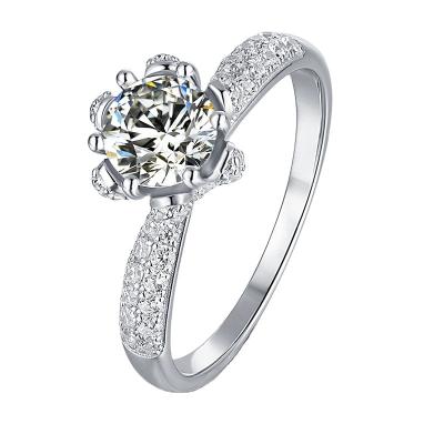 China ZuanHui CLASSIC Price 1ct 925 Sterling Silver Unique Fire Shiny Moissanite Snowflake Best Wedding Engagement Rings for sale