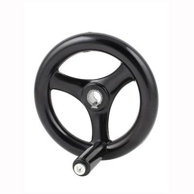 China Polished Rim Spoked Machine Handwheel With Long Spinning Handle for sale