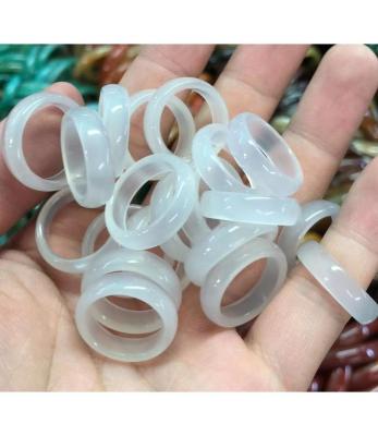 China CLASSIC 17 mm diameter 6 mm height or customized white agate one side blasted finger rings for sale