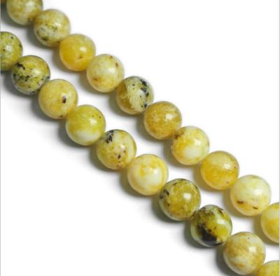 China Wholesale 8mm Natural Or Customized Natural Gemstone Yellow Turquoise Polished Round Beads for sale