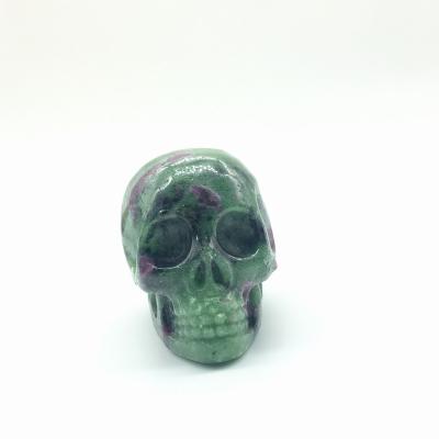 China Europe Wholesale Natural Gemstone Clear Unakite Hand Carved Skulls for sale