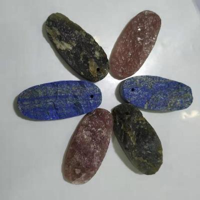 China Attractive front drill or customized rough pendants of natural gemstone chakra lazuri lazuri slab for sale