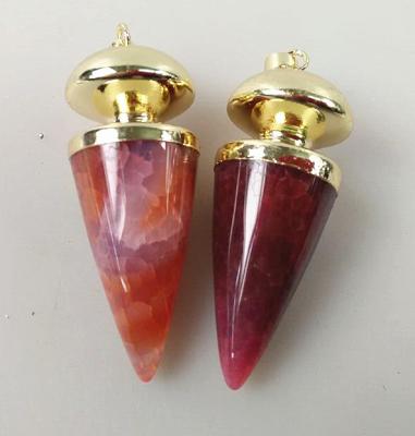 China Casual / Sporty Natural Gemstone Beads Red Agate Gold Paved Tooth Pendant for sale