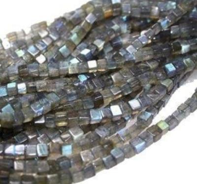 China Natural Gemstone Labradorite Cube Beads for sale