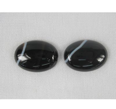 China 10*14*4-5mm Attractive or Customized Natural Black Striped Agate Gemstone Oval Cabochon for sale