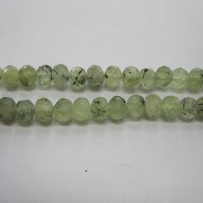 China Natural Green Gemstone Prehnite Garnet Faceted Rondelle Beads for sale