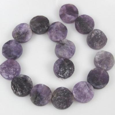 China Wholesale Natural Rough Amethyst Coins Flat Round Amethyst Gemstone 25mm Disc Beads Amethyst for sale