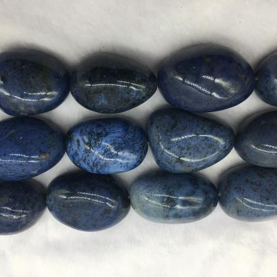 China 22-26*35-43 Natural Gemstone Egg Blue Dumortierite Rounded Polished Tumbled Nuggets Stone for sale