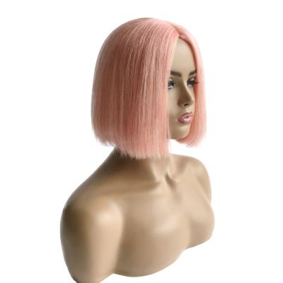 China Cheap Factory Price Unprocessed Machine Made Silky Straight Human Hair 180% Density Colored Bob Wig for sale