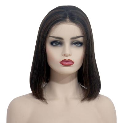 China Cheap Straight 13x4x1 T Piece Lace Up Unprocessed Bob Wig Virgin Human Hair Front Highlight Wig Cuticle Aligned for sale