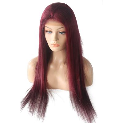 China Straight 180% Density 13x4 Lace Front Human Hair Wig Cuticle Aligned Unprocessed Long Brazilian Red Virgin Hair Wigs For Black Women for sale