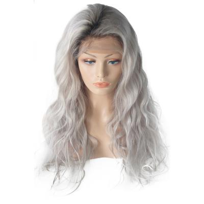 China Full Body Wave 13x4 Density 13x4 Lace Front Wig Unprocessed Brazilian Gray Virgin Hair Virgin Hair Wigs Long For Black Women for sale