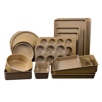 China Viable Custom Commercial Non-Stick Cupcake Oven Cookie Sheets Cake Loaf Muffin Bakeware Metal Baking Trays Set For Kitchen for sale