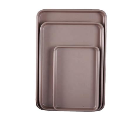 China Hot Selling Viable Bakeware 3 Pack Rectangle Metal Non-Stick Molds Set Baking Tray Pan Cookie Sheets For Oven for sale