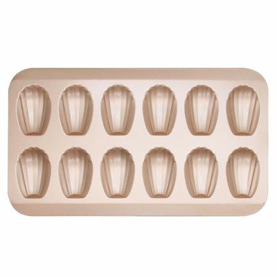 China Hot Selling Viable Amazon Molds Oven Trays Cake Madeleine Pans 12-Cup Shell Shape Nonstick Metal Rectangle for Home Kitchen for sale