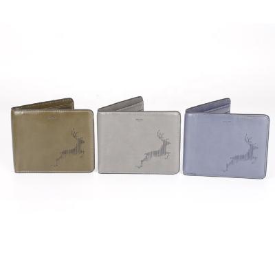 China RFID Embossed Deer Pattern OEM Slim Wallet Leather Wallet For Men PU Leather for sale