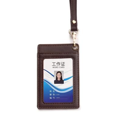 China The High Quality Leather Employee ID Card Holder Staff Card Holder Business Lanyard Card Holder for sale