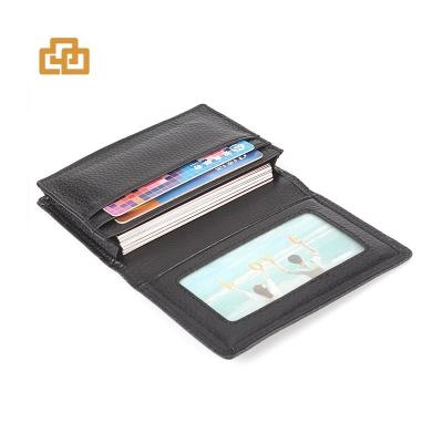 China Fashion Wholesale Genuine Leather Credit Card Name Card Holder with ID Window for sale