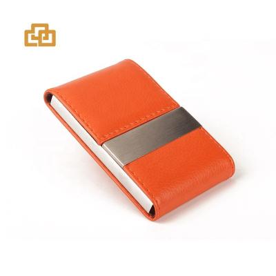 China Fashion Promotional Gift Colorful PU Card Holder Metal Business Card Leather Business Card Holder for sale