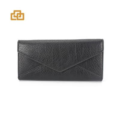 China 2019 New Fashion Slim Version Buckle 3 Fold Section Long Section PU Wallet Lychee Pattern Single Envelope Wallet for sale