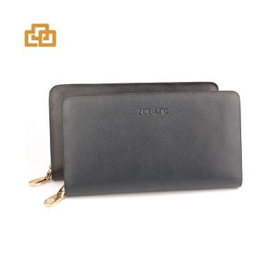 China ZOLANC RFID Genuine Leather Mens Wallet Minimenlist Wallet With Zipper for sale