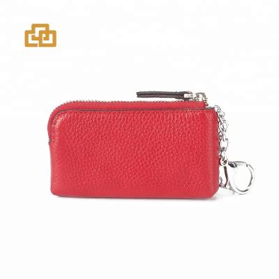 China Fashion Promotion Gift Holder Genuine Leather Zipper Coin Key Purse For Women for sale