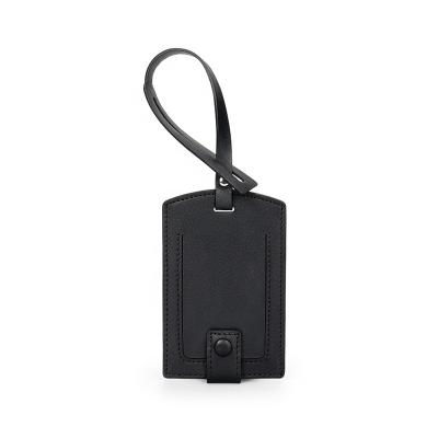 China New Design Fasion Lower Convenient Black Belt Closure Leather Blank Luggage Tag for sale