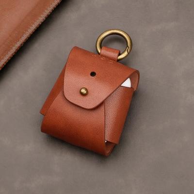 China Casual Hot Selling PU Leather Headphone Case Earphone Bag With Metal Ring for sale