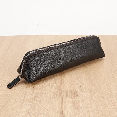 China Hot Sale Zipper Closure Pen Case Small Zipper Pouch Genuine Leather Pencil Bag for Pencils, Pens, Markers for sale