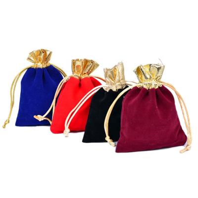 China Wholesale Recyclable Velvet Jewelry Gift Pouch Drawstring Bracelet Packaging Bag Red for sale