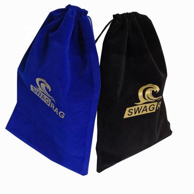 China Wholesale Recyclable Royal Blue Black Velvet Bags With Logo Hair Wigs Drawstring Bag With Logo Customized for sale