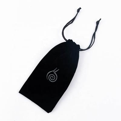 China Recyclable Wholesale Custom Printed Promotional Velvet Pouch Black Velvet Drawstring Jewelry Pouch for sale