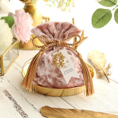 China Recyclable High Quality Red Blue Pink 11*14cm Drawstring Candy Pouch Packaging Bags Wedding Gift Bag Tassel Velvet Bag for sale