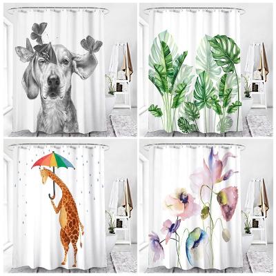 China Amazon 3D Waterproof Polyester Waterproof Shower Curtain Digital Printing Custom For Bathroom for sale