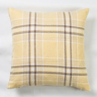 China Yellow And Brown Plaid Simple Design Sofa Cushion Covers Home Decorative Anti-Decubitus Cushion Cover for sale