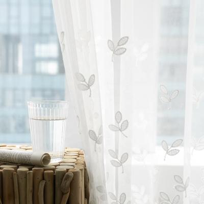 China New Design Wrinkle Factory Supply Voile Fabrics Embroidery Finial Yarn Resistant Voile Sheer Window Curtain Fabrics for sale