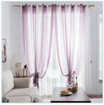 China Manufacturer Direct Sales Voile Simple Striped Nordic Style Voile Ready Made Window Voile Curtain For Bedroom for sale