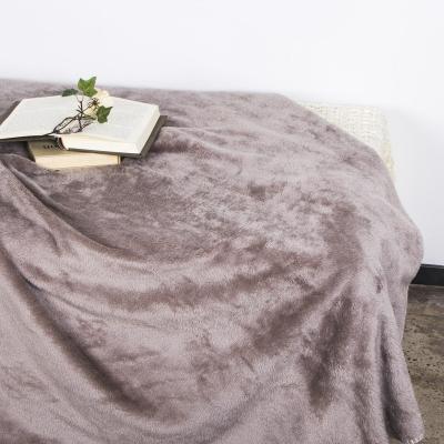 China Factory Wholesale Fire Retardant Brown Super Matte Plush Warp Knitted Faux Fur Fleece Blanket for sale