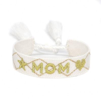 China Bracciale FASHIONABLE intrecciato a mano fashion handmade woven bracelet with embroidery words and fabric woven bracelet with studs for sale