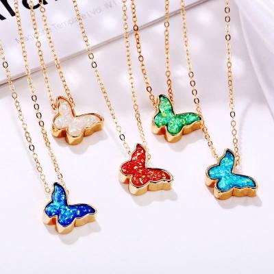 China Fashionable Wholesale Gold Plated Acrylic Butterfly Pendant Necklace for sale