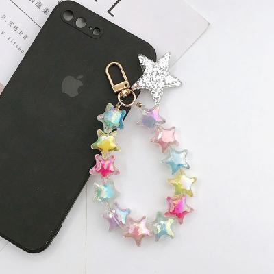 China Gift promotion new ab key chain acrylic electroplating diy accessories beaded chain key holder for phone case for sale