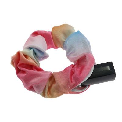 China Luxury Custom Made Velvet Hair Scrunchies Rainbow Zipper Girls Scrunchy Hair Accessories for sale