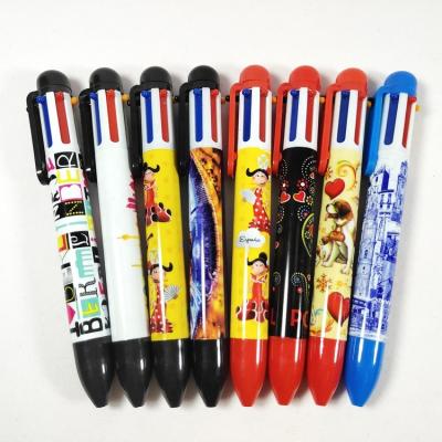 China OEM Printing Novelty Ballpoint Pen 6 Color High Quality Multicolor Ballpoint Pen With Heat Transfer Printing For Study Souvenir Pen for sale