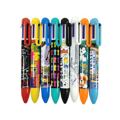 China OEM Printing Customized Pen Colorful Plastic Logo Printing Multicolor Ballpoint Pen 6 in 1 Ballpoint Pen for sale