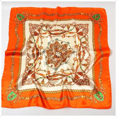 China European American Orange Custom Women Silk Scarf Summer For Elegant for sale