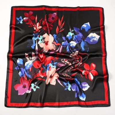 China 2021 Wholesale European American Style Flower Winter Silk Scarf For Women for sale